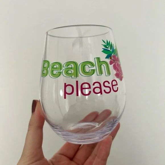 Beach Please Clear Acrylic Stemless Wine Tumbler, 19-Ounce- NWOT - Picture 7 of 10